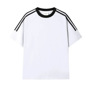 Camiseta de Manga Corta de Algodón Puro Estilo Americano, Nueva Colección de Temporada, Ropa Deportiva Casual para Hombre, Estilo Hombros Caídos, Doble - Product Image 5