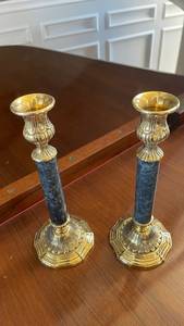 High quality <b>brass</b> <b>Brass</b> <b>Candlestick</b> Holder With Resin Marble Column Home Decoration Metal Candle Holder Durable By UO INDIA - Product Image 3