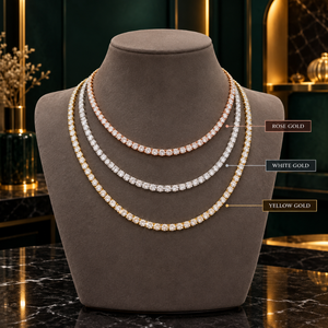 Collar de tenis atemporal de 16 pulgadas con diamantes naturales |   Oro Sólido de 9K, 0.10 CT, Corte Redondo de 3MM, GH VS SI, Joyería al por Mayor, Centro de Suministro B2B - Product Image 2