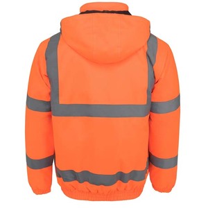 Sudadera con Capucha Ajustable, Reflectante LED, de Alta Visibilidad, con Logotipo Personalizable, de Invierno, Seguridad ANSI Clase 1, Forro Polar Naranja, Impermeable - Product Image 2