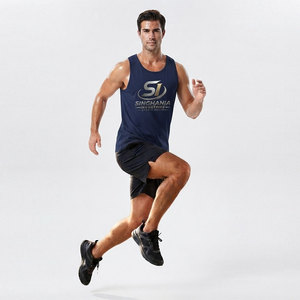 Camiseta sin mangas para hombre, elegante, de talla grande, transpirable, de secado rápido, cómoda, de punto, de poliéster/algodón, estilo urbano, lista para el gimnasio, informal - Product Image 1