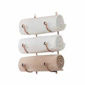 Porte-serviettes mural en fer forgé à 3 niveaux avec décorations en volutes, support de rangement pour serviettes de toilette - Product Image 5