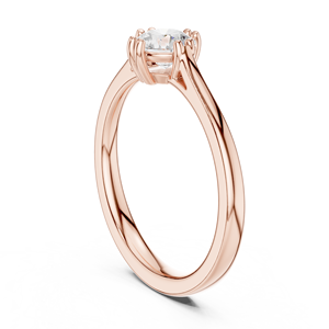 Unique Round Cut Moissanite Diamond Solitaire <b>Ring</b> for Her - Rose Gold Plated Sterling <b>Silver</b> Proposal Band <b>Plain</b> - Product Image 3