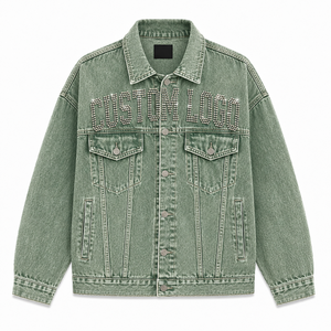 Chaqueta Vaquera Verde Personalizada, Fabricante de Ropa Urbana a la Moda - Product Image 1