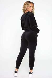Ensemble de survêtement personnalisé pour femme en velours et velours côtelé, avec veste courte à fermeture éclair et poches, et pantalon de jogging - Product Image 5