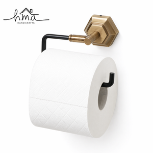 Porte-rouleau de papier toilette en laiton finition dorée, design double barre, fixation murale en forme de D, bras courbé, moderne - Product Image 4