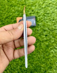 Pinzas de extensión de pestañas de Etiqueta Privada, accesorios con logotipo personalizado, punta de Plasma dorada, pinzas para pestañas con agarre de diamante - Product Image 6