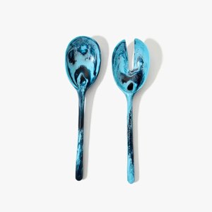 Ensemble de couverts de service en résine tourbillonnée de style européen, personnalisé pour la cuisine, la vaisselle et la table, comprenant une cuillère et une fourchette pour servir les aliments - Product Image 3