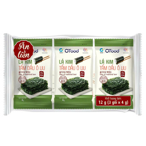 Feuilles d'algues grillées à l'huile d'olive 4g × 24 paquets Vente en gros O'food |   Algues traditionnelles coréennes |   Prêt à manger - Product Image 4