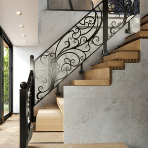 Rampe d'escalier intérieure de luxe en fer forgé décoratif pour un design d'escalier moderne et élégant et les intérieurs de villas à usage contemporain - Product Image 5