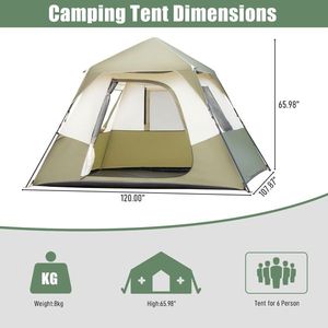 Tenda da campeggio familiare per 2 persone con telo antipioggia e design antivento, montaggio in 60 secondi e borsa per il trasporto - Product Image 2