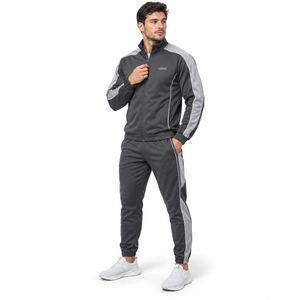 Men's Breathable Sporty Lightweight Tracksuit Set Full Length Zipper Front Customized Logo Regular Fit <b>Winter</b> <b>Wear</b> - Product Image 1