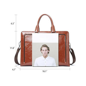 Women Genuine Leather <b>Briefcase</b> Tote Business Vintage Handbag 15.6" Laptop Shoulder Bag Brown - Product Image 2