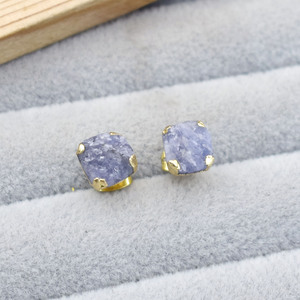 Natural Raw Tanzanite <b>Stud</b> Earring Gold Electroplated Prong <b>Stud</b> Handmade Gemstone Jewelry Gift for Women - Product Image 4