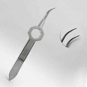 Pinzas para Trasplante Capilar FUE, Anguladas y Dentadas, Instrumento Quirúrgico Manual de Acero Inoxidable, Certificado CE, Fabricado por ZUOL - Product Image 1