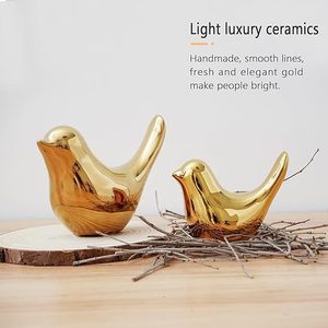 Juego de Figuritas de Pájaros Dorados con Acabado Brillante, Adorno Decorativo para el Hogar, Exhibición para Mostrador - Product Image 5