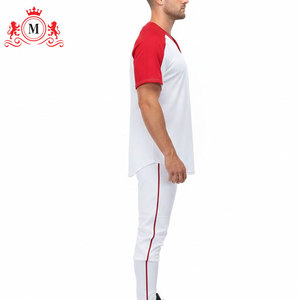 Maillot de baseball blanc pour homme avec accents rouges, ensemble uniforme en polyester respirant, taille adulte, nom d'équipe personnalisé - Product Image 4
