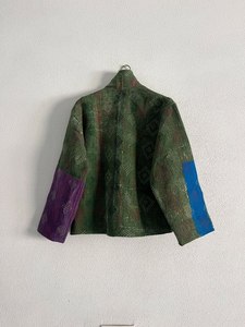 Premium Designer <b>Kantha</b> Embroidered <b>Jacket</b> – Handmade Vintage Fabric, Lightweight Reversible Boho Style Outerwear - Product Image 3