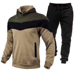 Servicio ODM personalizado, conjuntos deportivos para hombre con diseño patchwork, conjuntos de jogging para hombre de marca privada, ropa deportiva ajustada, chándal para hombre - Product Image 1