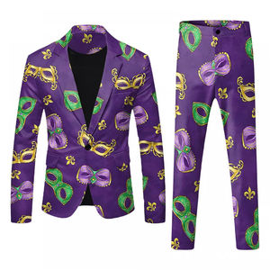 Conjunto de Traje Navideño para Hombre con Estampado por Sublimación, Pantalón y Chaqueta de Esmoquin con Cuello de Solapa, Blazer y Pantalones de Dos Piezas - Product Image 1