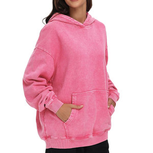 Nouveau sweat à capuche streetwear élégant pour femme, effet délavé, en molleton de coton, avec logo frontal - Product Image 3