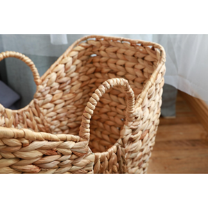 <b>Rustic</b> Water Hyacinth Basket, Hand Woven Storage Hamper With Handle Premium Handcrafted Home Decor From Vietnam Factory - Product Image 6