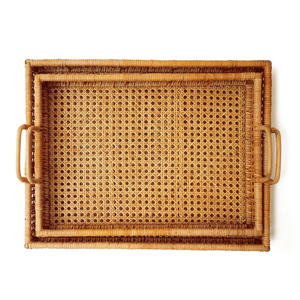 Plateau carré en rotin naturel tressé à la main avec poignées, écologique, idéal pour le service – Vente en gros, fournisseur OEM, articles de cuisine – Meilleure vente - Product Image 1
