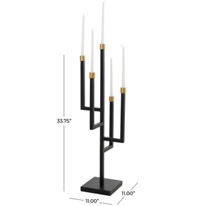 Candelabro Geométrico de 5 Brazos, Moderno Centro de Mesa de Metal Negro y Dorado para Mesa de Comedor y Decoración de Sala de Estar - Product Image 6