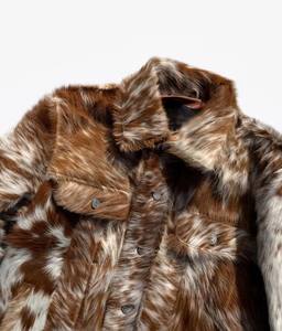 Veste en cuir véritable de vachette à poils, style motard, coupe classique, couleur marron, pour femme, hiver, élégante, en cuir souple - Product Image 2