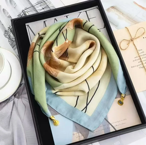 Bufanda de seda con hebilla magnética de lujo para mujer, bufanda cuadrada estampada para otoño e invierno, cálida y resistente al frío, bufandas de moda - Product Image 2