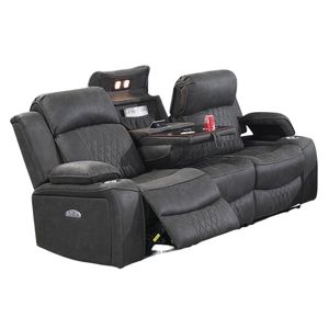 Poltrona Reclinabile Contemporanea in Similpelle Gel Color Carbone, 1 Pezzo, con Funzione Elettrica, Portabicchieri e Braccioli con Vano Portaoggetti per Arredamento Soggiorno - Product Image 4