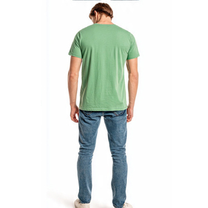 T-shirt à manches courtes col rond pour homme, 100% coton jersey, coupe classique, vert uni, t-shirt décontracté - Product Image 6