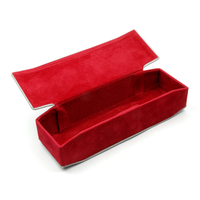 Étui à lunettes rectangulaire unique en velours rouge avec logo en relief personnalisé