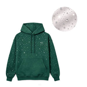 Sudadera con Capucha para Hombre con Pedrería en Toda la Superficie, Sudadera Oversize de Algodón y Felpa para Hombre, Estilo Urbano con Cristales Hotfix - Product Image 3