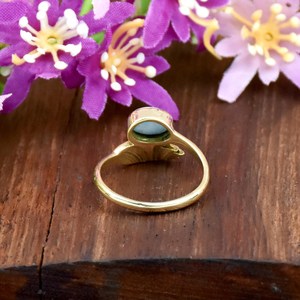 Bague en Larimar véritable fait main avec pierre précieuse en forme d'aile, plaqué or 18 carats, style bohème, en argent sterling 925, bijou raffiné, cadeau pour les amoureux des oiseaux - Product Image 4