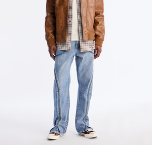 Jeans Unisex Holgados de Estilo Urbano al por Mayor, Diseño Personalizado, con Cierre, Lavados, Casuales, para Hombre - Product Image 1