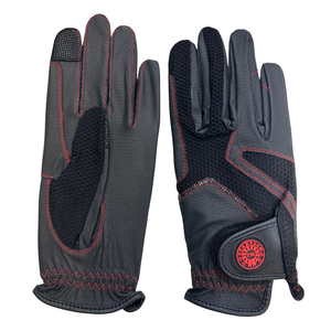 Custom Logo Color Professional Women's Equestrian Horse Riding Gloves <b>Hook</b> Loop Closure Synthetic Leather Air Mesh Strong Grip - Product Image 1