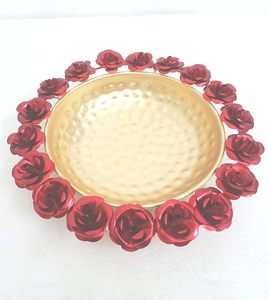 Antique Red Rose Covered <b>Tealight</b> Holder Unique Vintage Candle Holder for Home Decor Temple Entrance Table Decoration - Product Image 3