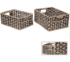 Set of 2 Seagrass <b>Baskets</b> in Black and Natural Color Handmade <b>Storage</b> <b>Basket</b> Wholesale eco-friendly Made in Vietnam - Product Image 4