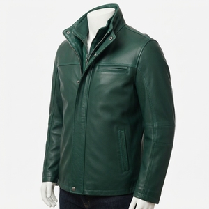 Chaqueta de Cuero para Hombre, Impermeable, Cortavientos, Transpirable, Lisa, con Cierre, Estilo Urbano, Personalizable - Product Image 6