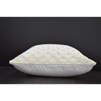 Housse de coussin carrée de luxe moderne en coton perlé et brodé de pierres pour la décoration intérieure, provenant d'Inde