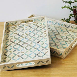 Bandejas rectangulares al por mayor con incrustaciones de nácar para tazas. Bandejas de servir para cocina y hogar, varios diseños. - Product Image 1