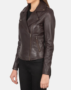 Best Quality Genuine <b>Leather</b> Women Motorcycle <b>Jacket</b> Stand Collar Zipper Closure Full Sleeve Moto Biker Style Autumn Wear - Product Image 4