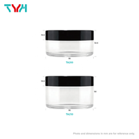 Pot à crème en PET transparent à paroi simple, en plastique pur, 15ml-250ml, sans BPA, avec bouchon en PET et couvercle en ABS, pour poudre libre, Série TA