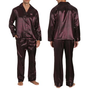 Luxury Custom Men's <b>Satin</b> <b>Pyjamas</b> Long Sleeves Breathable Sleep Wears Black Mens Silk Pajamas Set for Adults wholesale - Product Image 4