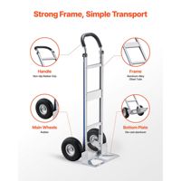 Carretilla de Plataforma de Aleación de Aluminio de Alta Resistencia, Capacidad de 500 Libras, Ruedas Antideslizantes, Carro Industrial Portátil, Color Plateado