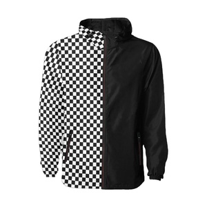 Veste coupe-vent demi-damier color block avec fermeture éclair, anorak décontracté d'été imperméable - Product Image 5