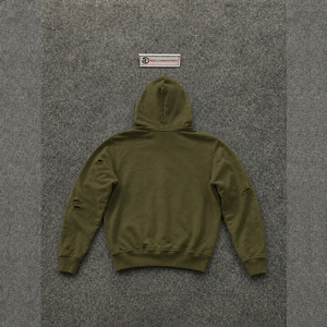 Sweat à capuche zippé en coton premium, couleur olive vieilli, avec motif ange imprimé, coupe décontractée, style streetwear, mode classique - Product Image 6