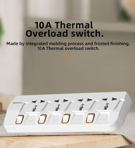 Interruptor de Sobrecarga, Enchufe de Extensión Eléctrica de 4 Tomas, Regleta de Alimentación para Hogar y Oficina, Serie BETA, Latón, 10A, Enchufes LED - Product Image 3