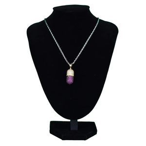 Hip Hop Jewelry Pill Necklace CZ Silver Copper <b>Iced</b> <b>Out</b> Unisex Capsule Pendant Bling Gold Silver Cuban <b>Chain</b> Charm Womens Men - Product Image 2